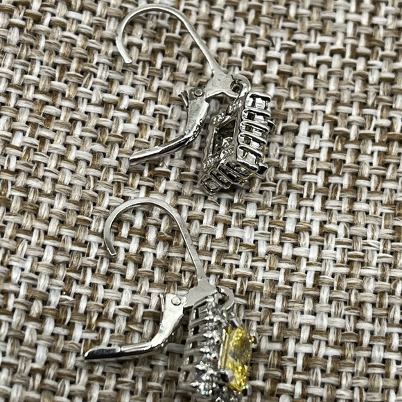 Epiphany Diamonique Yellow Stone Lever-Back Earrings – Vintage Sparkling Beauty - Picture 14 of 16